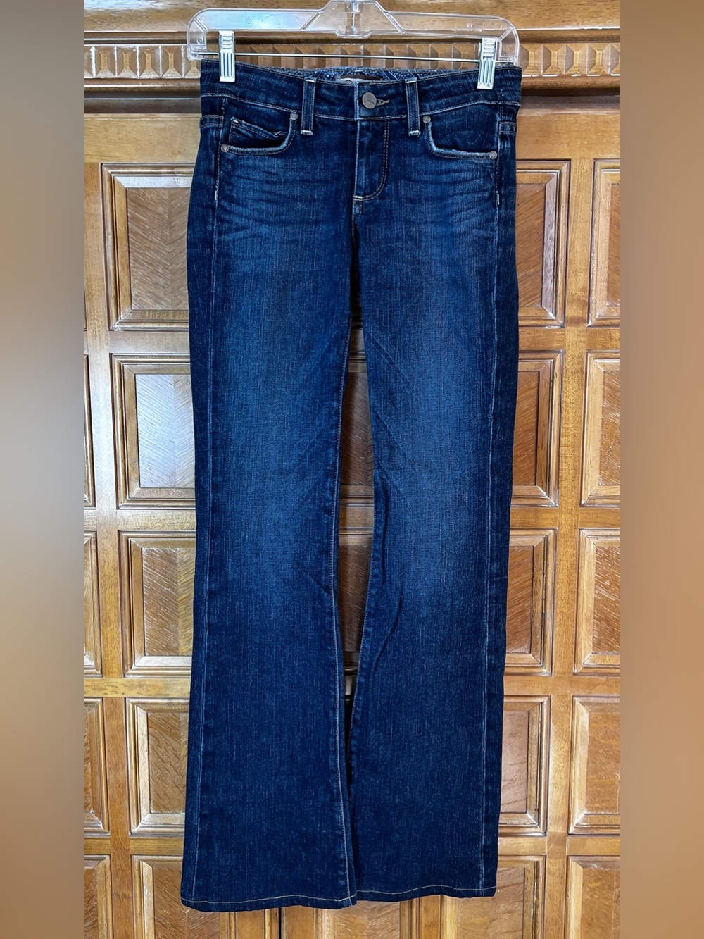 Paige Premium Denim Women’s Bootcut Jeans Dark Wash Embroidered Pockets Size 24x